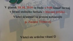 Miestni turnaj v stolnom futbale 18.10. 2019